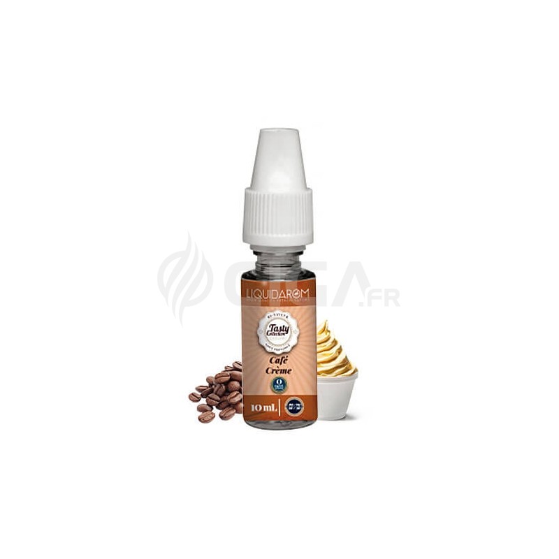 Flacon de 10ml de e-liquide Café Crème de Tasty Collection de Liquidarom. Flacon de 10ml de e-liquide Café Crème de Tasty Collection de Liquidarom.