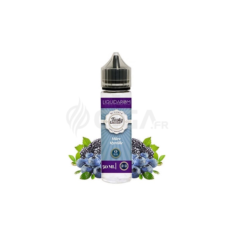 E-liquide Mûre Myrtille en flacon de 50ml de Tasty Collection de Liquidarom. E-liquide Mûre Myrtille en flacon de 50ml de Tasty Collection de Liquidarom.
